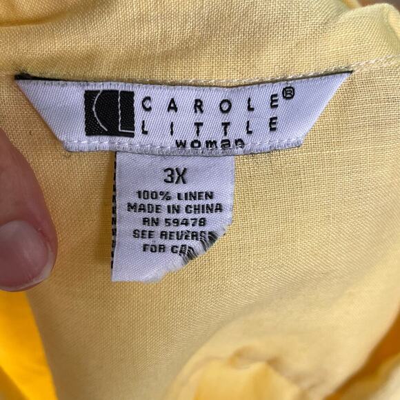 Carole Little Women's Butter Yellow 100% Linen Button Front Top Size 3X - Picture 7 of 8